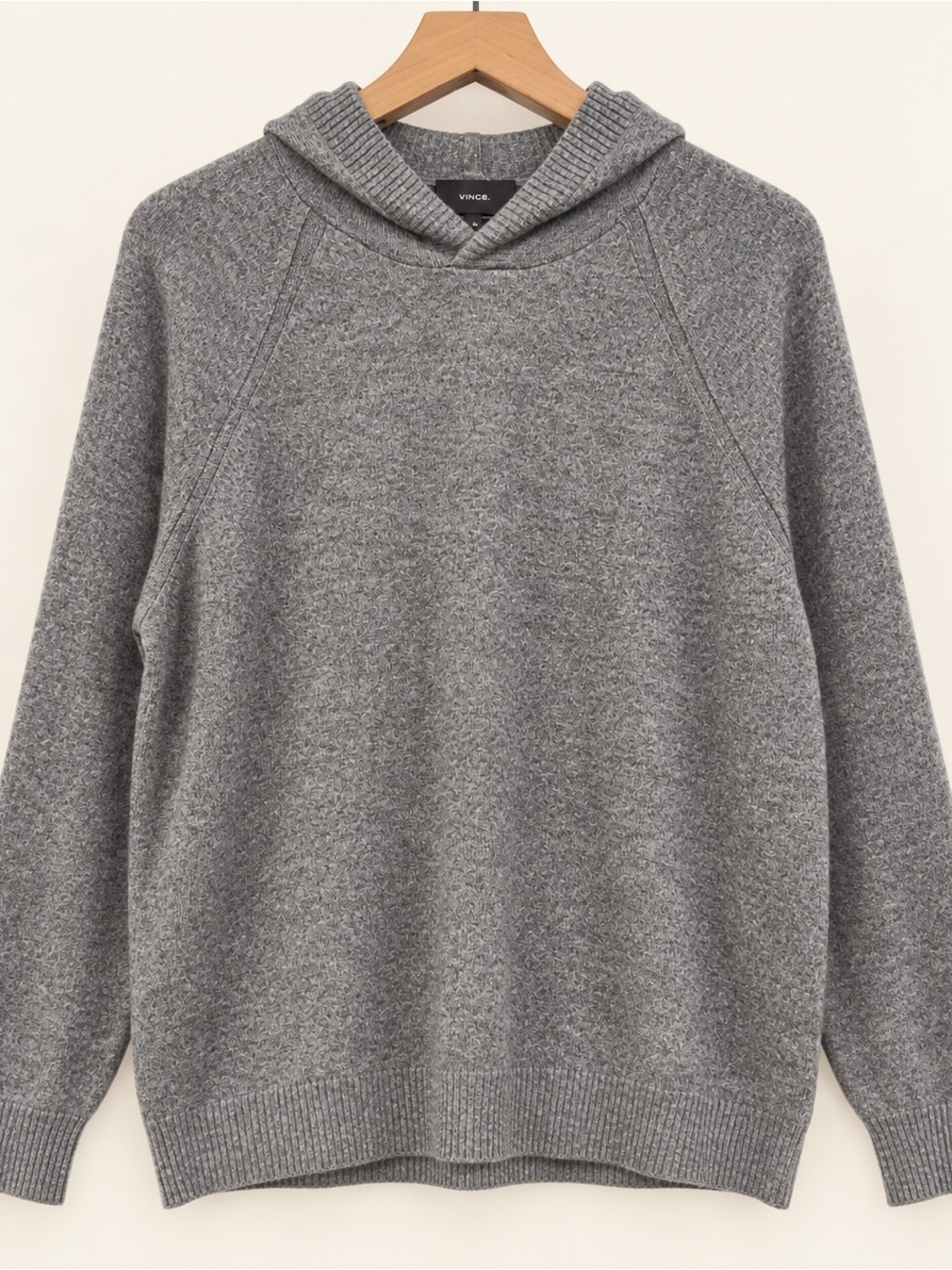 Vince Cashmere/Wool Blend Gray Hooded Crewneck Sweater